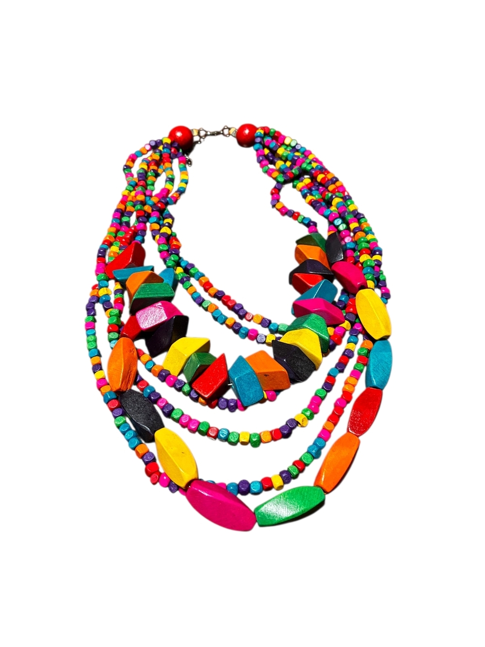 Fashion Jewelry | Multicolor Wood Layered Beaded Necklace - Picture 3 of 4